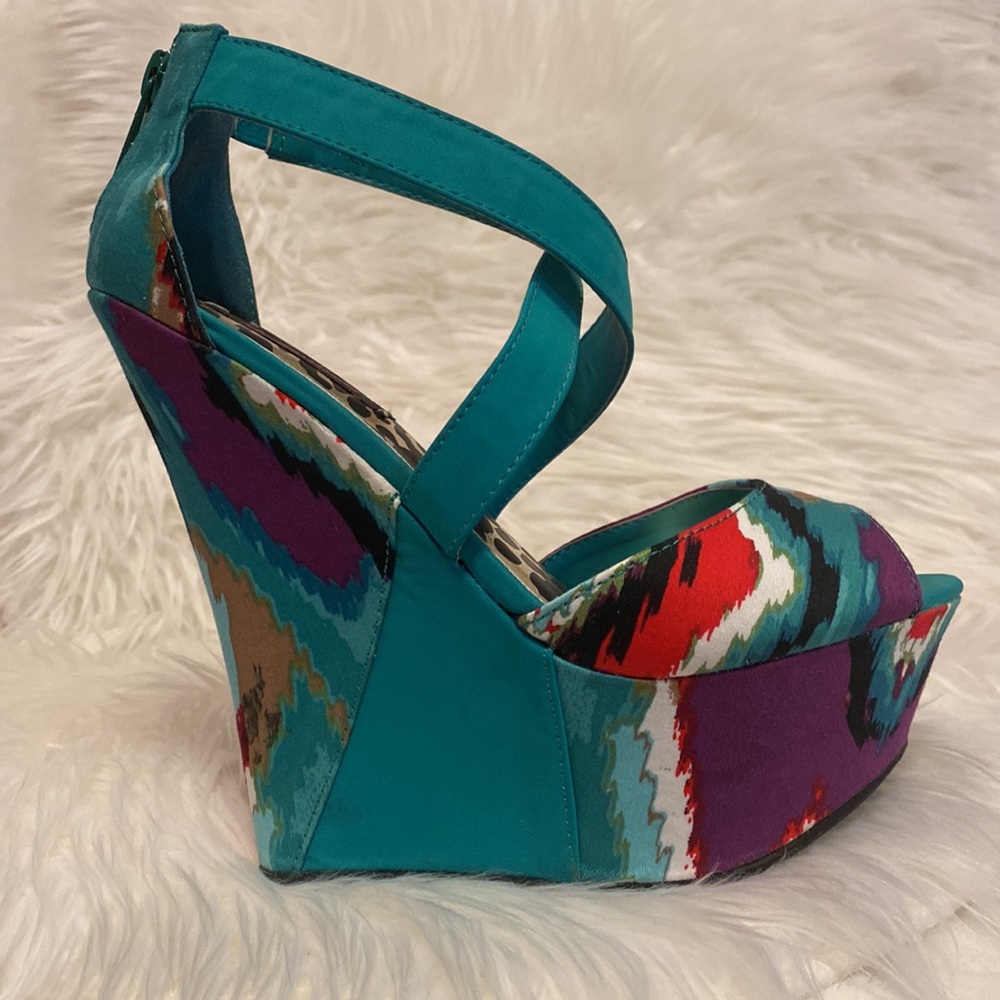 Dollhouse Mayans Multi Colored Platform Wedges - image 3